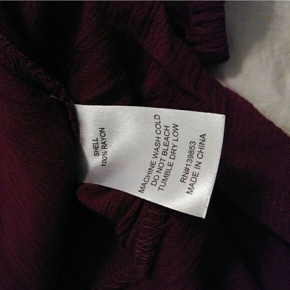 Bleuh Ciel Maroon Embroidered Keyhole Tie Neck Top - Picture 6 of 6